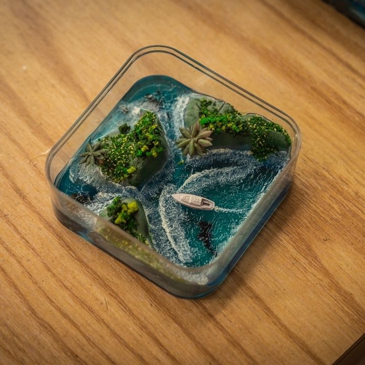 Resin Art Ideas - 手作りのファロー諸島のマイクロ島、コレクターのデスクに置くための詳細な地形芸術彫刻、思いやりのある誕生日プレゼントのアイデア