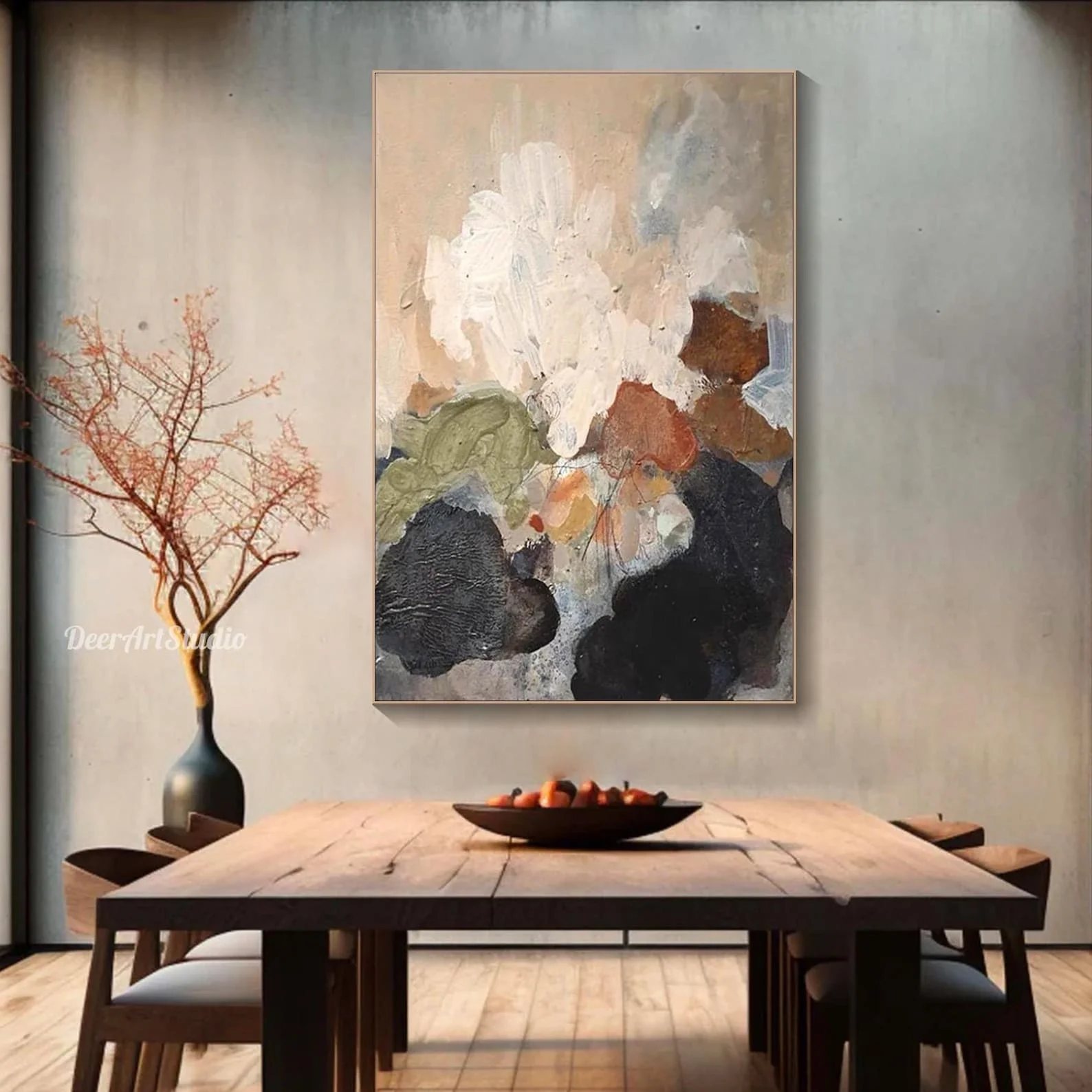 Resin Art On Canvas - メヘミョ アースカラー ミニマリスト 抽象画 手描き キャンバス絵画