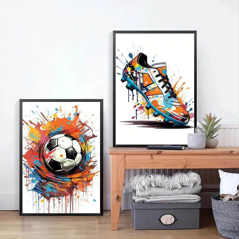 Resin Art On Canvas - ファッショングラフィティサッカーシューズデジタル油絵数字で描くキャンバス絵画リビングルームの家の装飾手作りギフトフレームレス