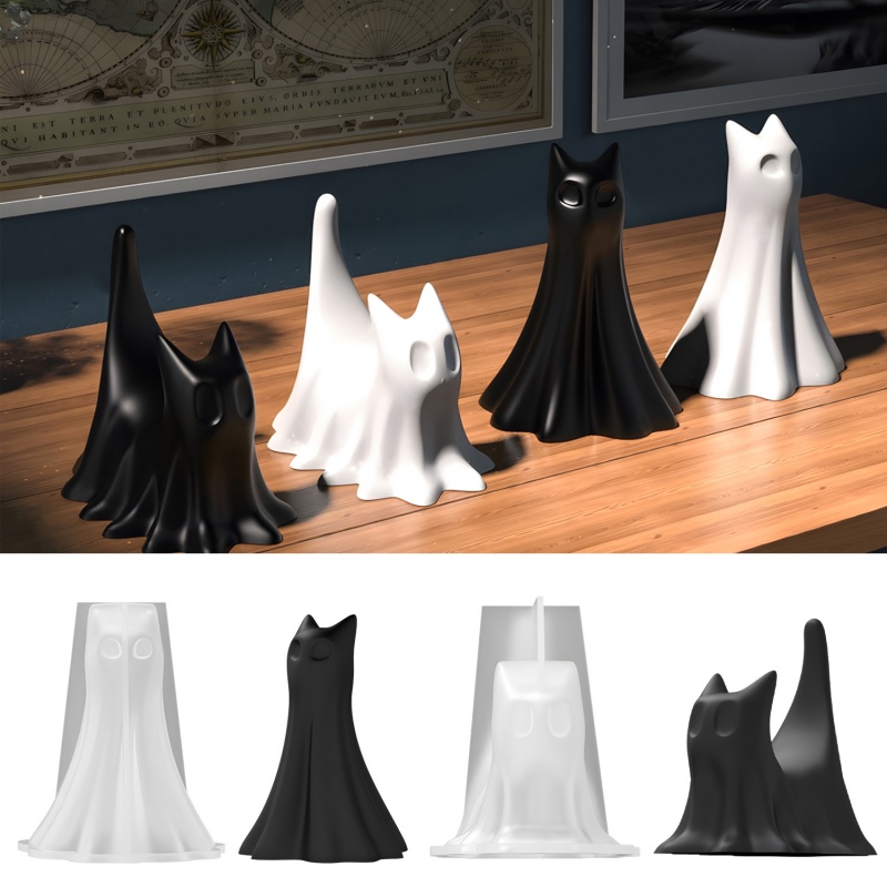 Resin Art Glue - ゴースト猫ハロウィンデスクトップ飾り石膏シリコーン型 DIY 手作りアロマキャンドル作りクリスタルエポキシ樹脂金型