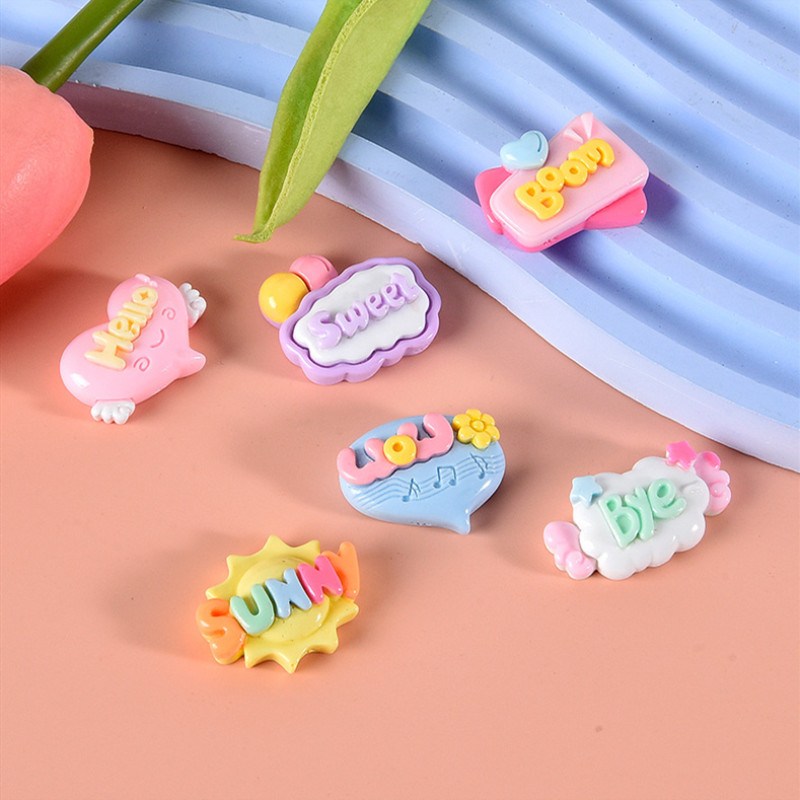 Resin Art Letter Keychain - 10/20/30 個かわいい文字平面樹脂パッチイヤリングヘアピンキーチェーン工芸材料スウィートガール DIY アートファッションアクセサリー