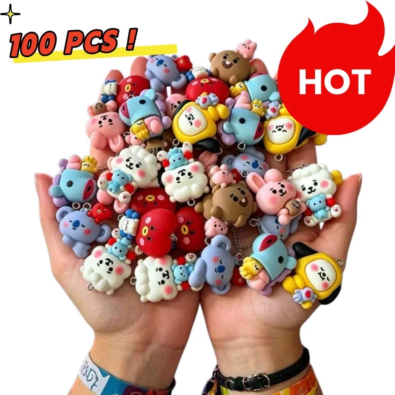 Resin Art Engagement - 7 個 BT21 樹脂漫画チャーム DIY アクセサリークラフト用品ジュエリー作成用イヤリングネックレスブレスレットペンダント電話デコ