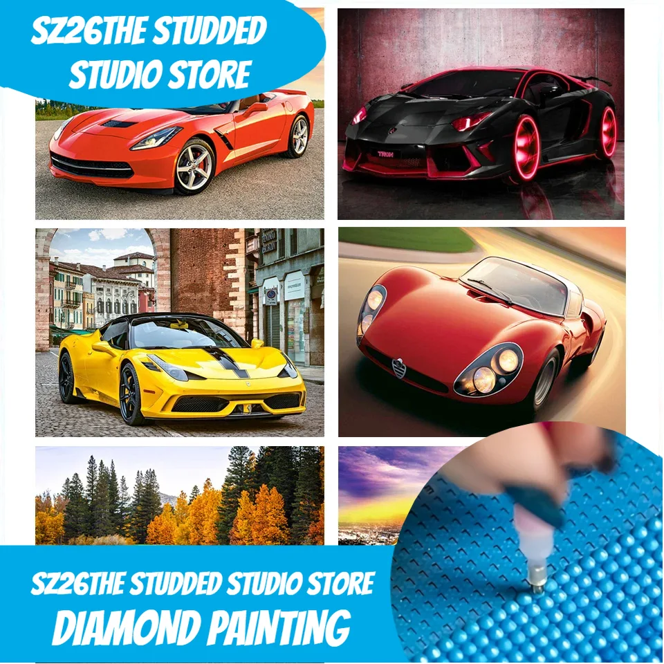 Resin Art Images - Sz26スタッズ付きダイヤモンドペイント ランボルギーニGTP、スーパースポーツカー、5D刺繍、モザイク、ラインストーンの絵、アート、ポイントデ