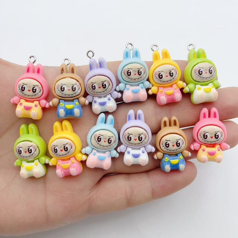 Resin Art Engagement - 10 個かわいいウサギイチゴハウス樹脂チャーム素敵な漫画の動物ペンダントイヤリングキーホルダー DIY ジュエリーメイク用