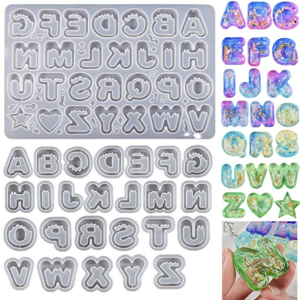 Resin Art Letter Keychain - DIY レジンアート アイスクリームレター シリコンモールド クイックサンドペンダントキーホルダーモールド レジンシェイカーモールド