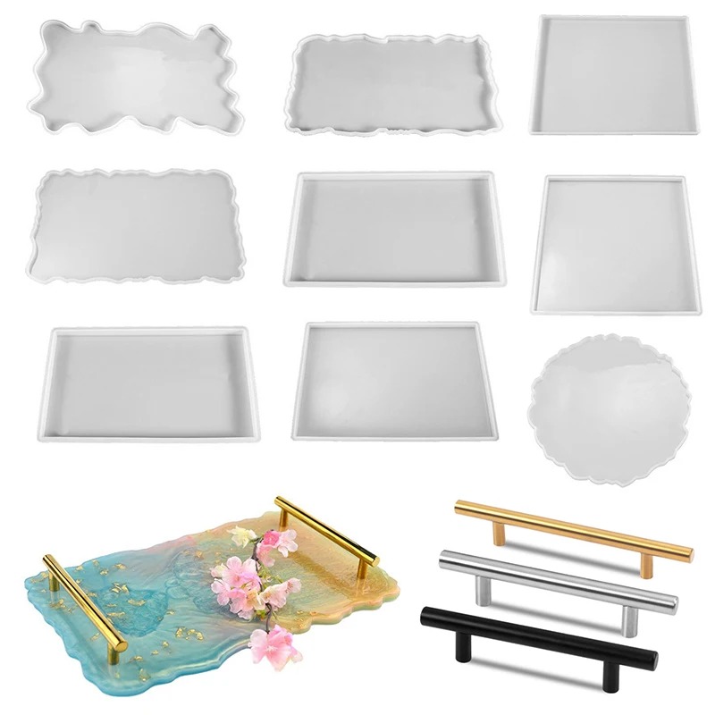 Resin Art Equipment - トレイエポキシ樹脂シリコンモールドDIY大型長方形ティープレートコースター樹脂モールド家の装飾クラフト製作アート用品