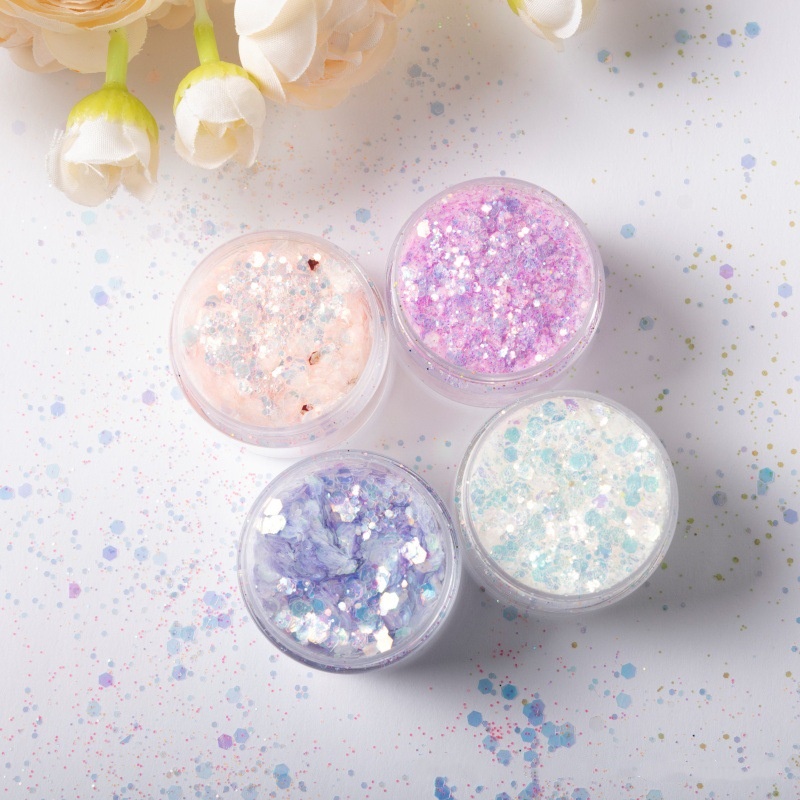 Mica Flake Resin - 混合ホログラフィックグリッターセット – エポキシ樹脂、タンブラー、スノーグローブ、工芸品用のレーザー六角形スパンコール、チャンキーな虹色のフレーク