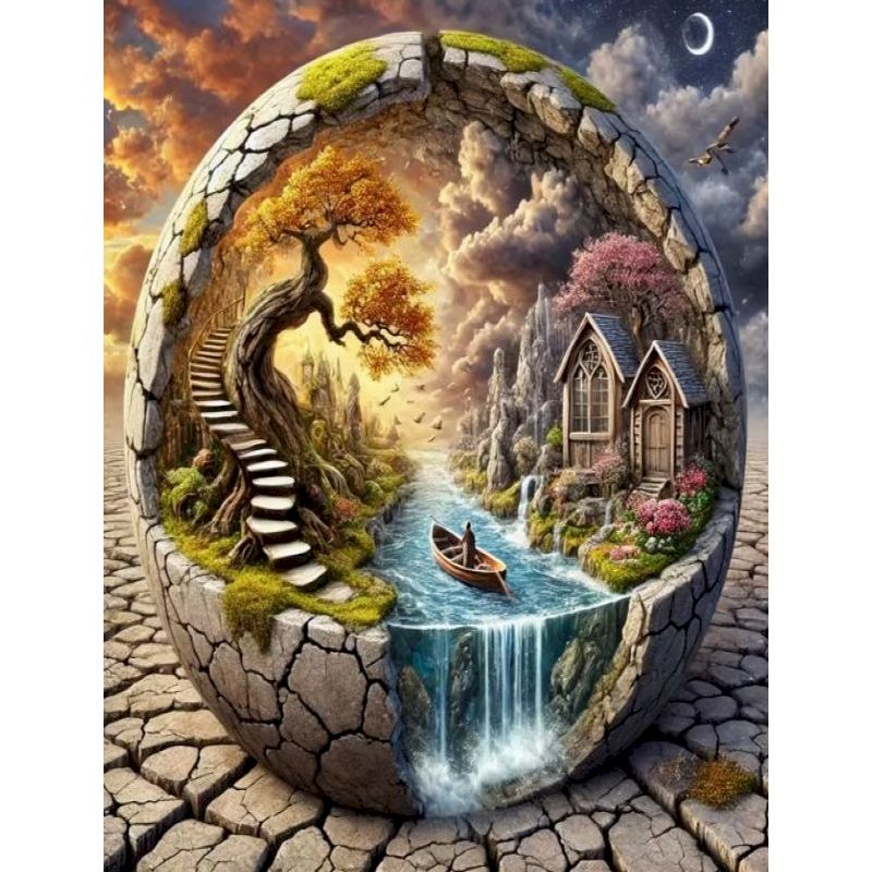 Resin Art Ideas - 大人向け5Dダイヤモンドペインティングキット、大人向けダイヤモンドアート風景画、フルラウンドダイヤモンドペイント、ダイヤモンドで描くウォールアートDIYアイデア