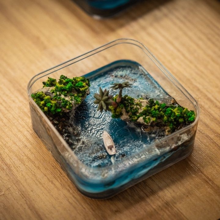 手作りのファロー諸島のマイクロ島、コレクターのデスクに置くた - Resin Art Ideas のレビューと価格