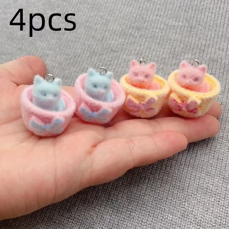4個入り3Dぬいぐるみ樹脂製猫ペンダント、DIYジュエリー製 - Resin Art Engagement のレビューと価格