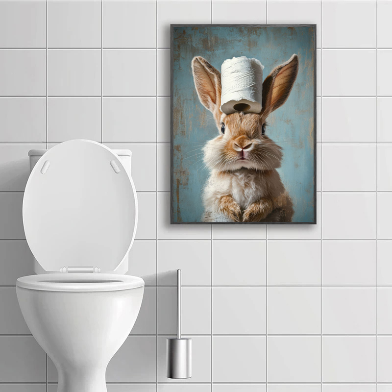 漫画かわいい面白い動物たちが頭にトイレットペーパーをかぶって - Resin Art On Canvas のレビューと価格