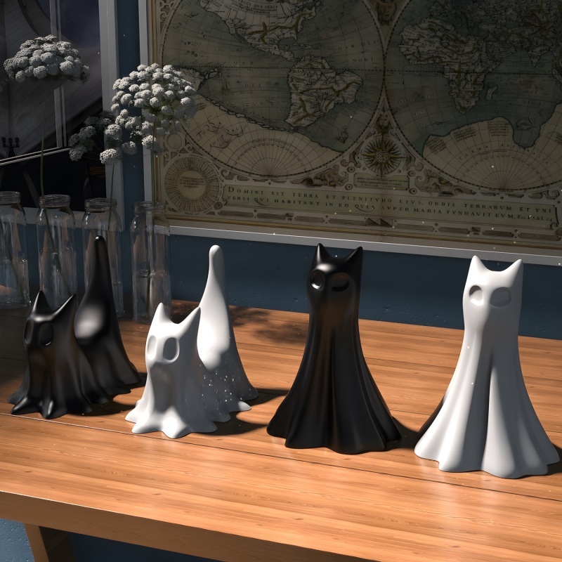 ゴースト猫ハロウィンデスクトップ飾り石膏シリコーン型 DIY - Resin Art Glue のレビューと価格