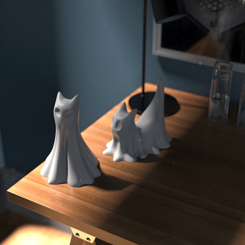 ゴースト猫ハロウィンデスクトップ飾り石膏シリコーン型 DIY - Resin Art Glue のレビューと価格