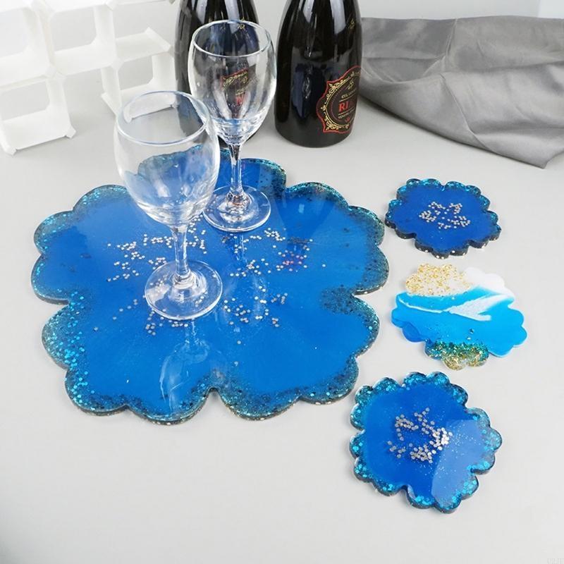 5 個大花の形の樹脂コースター金型 DIY シリコントレイ金 - Resin Art Geode のレビューと価格