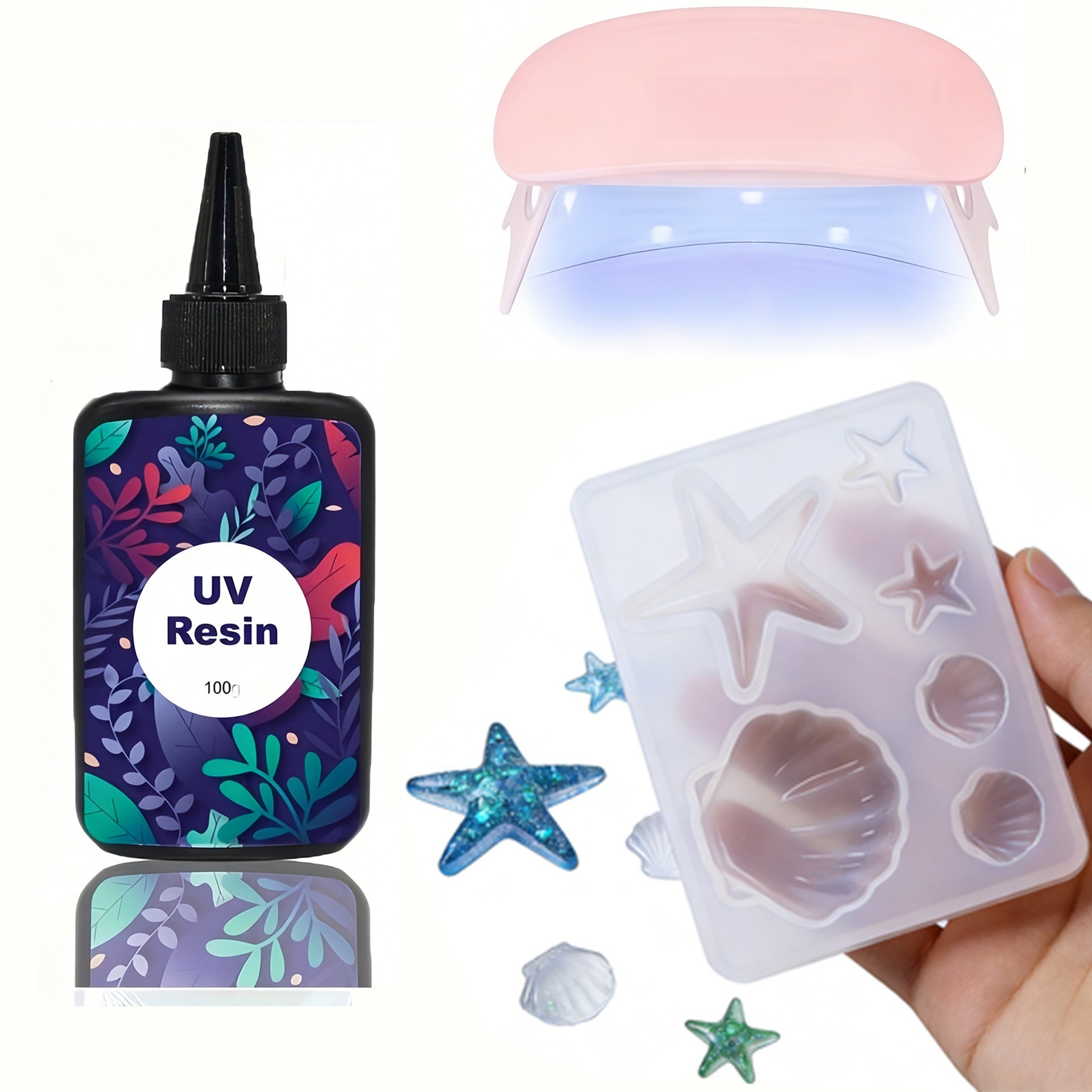 DIY 海洋テーマクリスタルエポキシ樹脂シェルジュエリーペン - Resin Art Glue のレビューと価格
