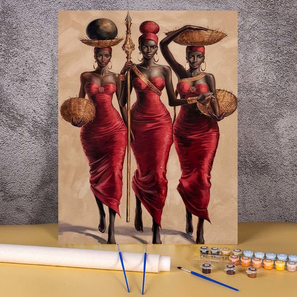 アフリカ女性 数字塗り絵 手描きキット キャンバス DIY  - Resin Art On Canvas のレビューと価格