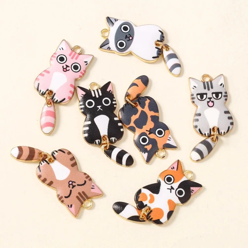 10 個 16 × 39 ミリメートルかわいい漫画猫樹脂チャ - Resin Art Engagement のレビューと価格