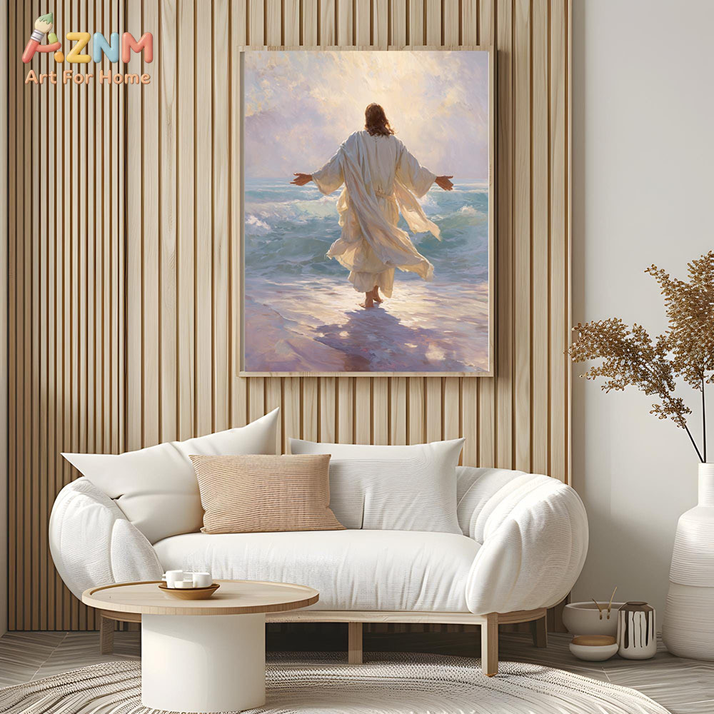 AZNM イエス・キリスト キャンバスプリント 水上を歩く宗 - Resin Art On Canvas のレビューと価格