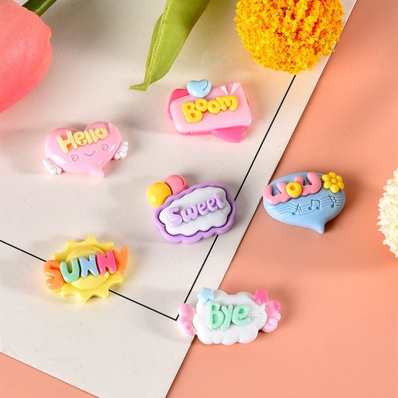 10/20/30 個かわいい文字平面樹脂パッチイヤリングヘア - Resin Art Letter Keychain のレビューと価格
