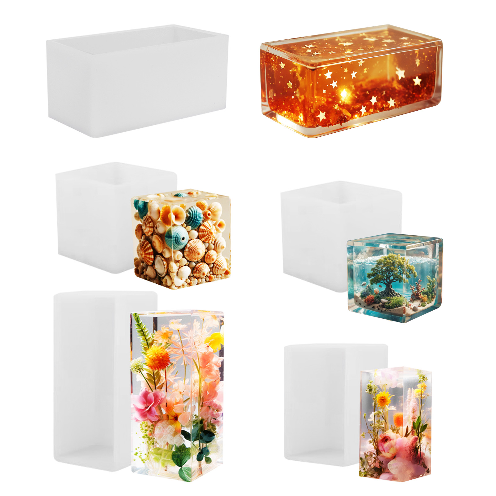 エポキシ鋳造型シリコンモールド DIY 立方体樹脂型クリスタ - Resin Art Glue のレビューと価格