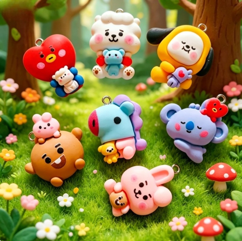 7 個 BT21 樹脂漫画チャーム DIY アクセサリークラ - Resin Art Engagement のレビューと価格