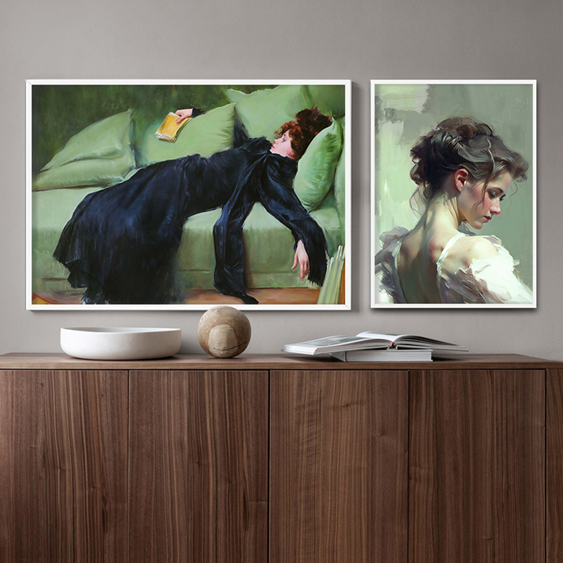 キャンバスに描かれたヴィンテージの油絵ポスター、アンティーク - Resin Art On Canvas のレビューと価格