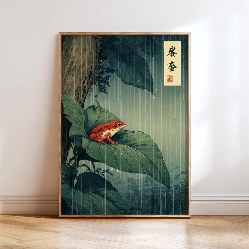 フレームレス、1ピースの日本のカエルのキャンバスウォールアー - Resin Art On Canvas のレビューと価格