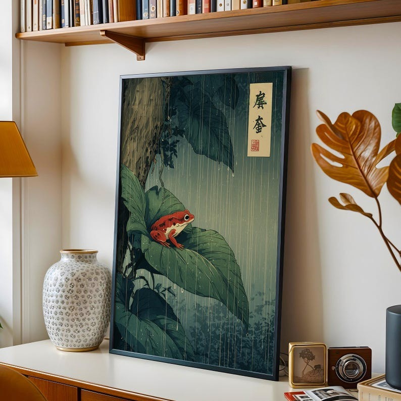 フレームレス、1ピースの日本のカエルのキャンバスウォールアー - Resin Art On Canvas のレビューと価格