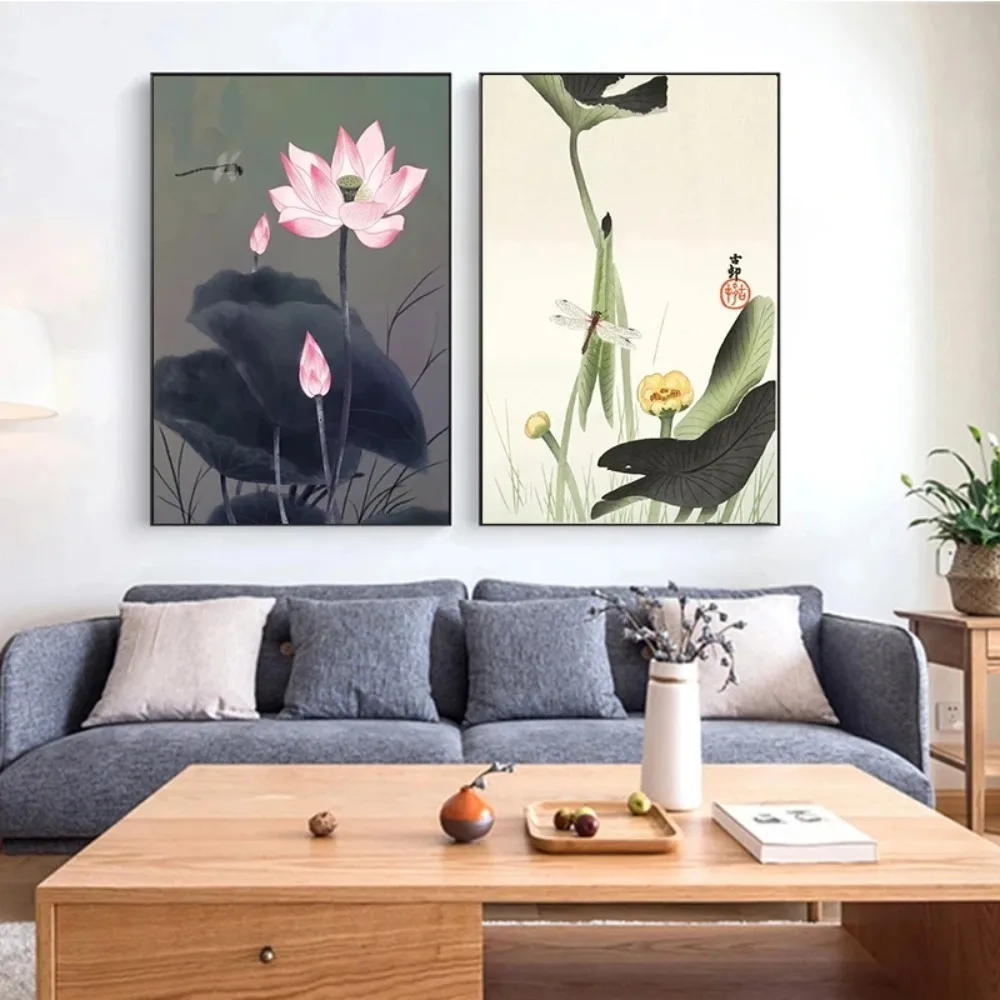 伝統的なヴィンテージレトロ蓮の花の葉の風景アートポスターダイ - Resin Art Flower のレビューと価格