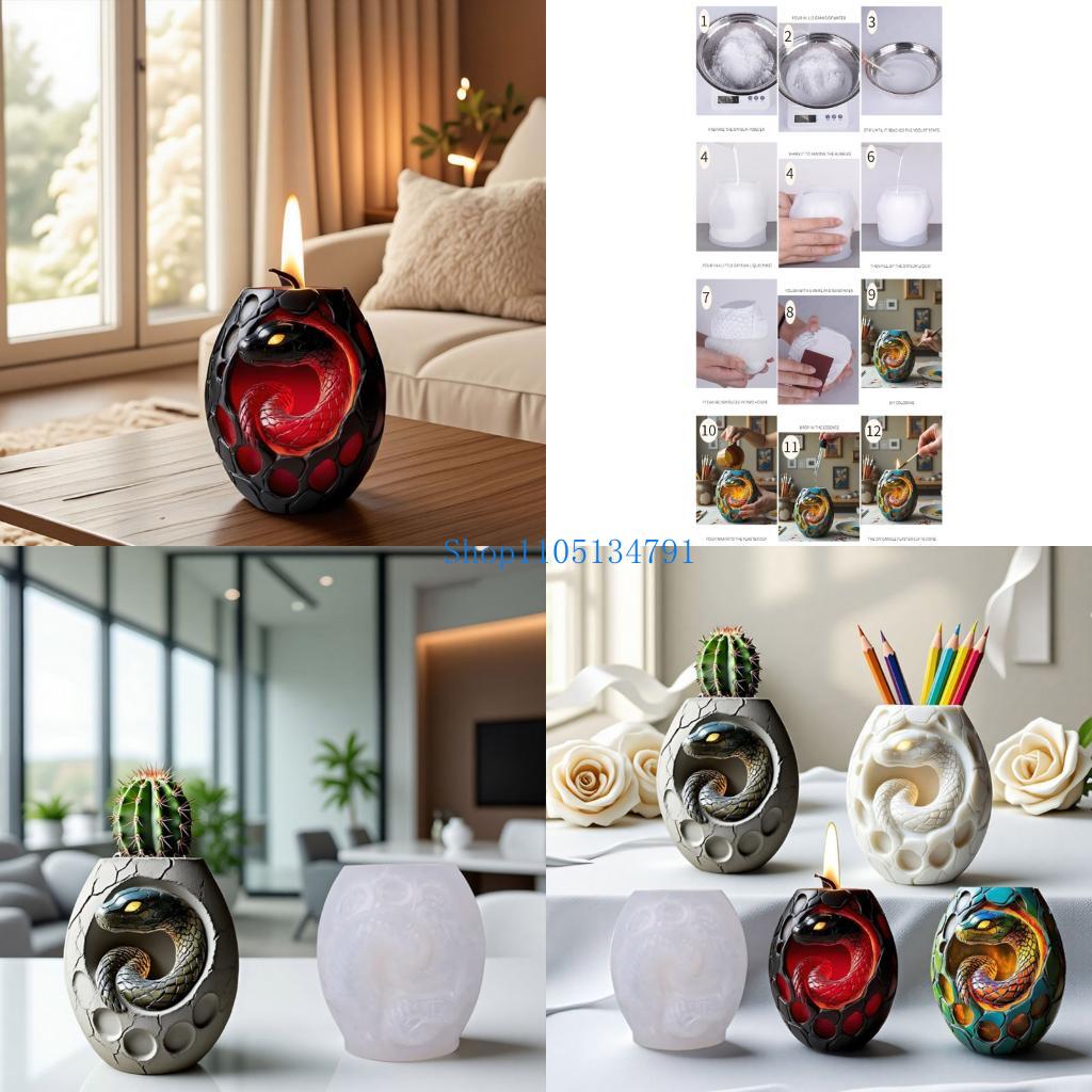 98kmのクリエイティブヘビパターンシリコンプランター型樹脂 - Resin Art Ideas のレビューと価格